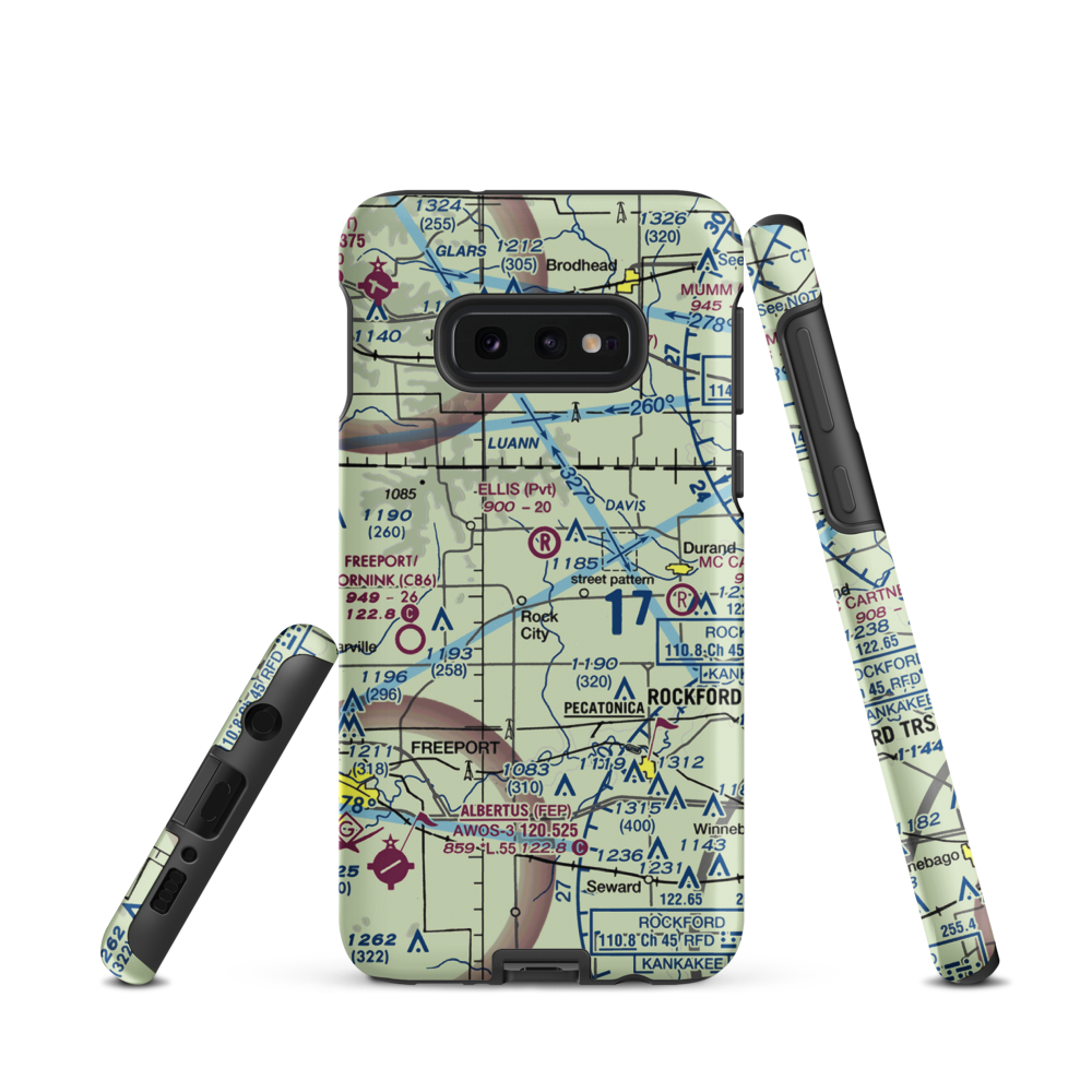 Chester Wyss Airport (LL75) VFR Sectional Samsung Phone Case Samsung Galaxy S10e model shown