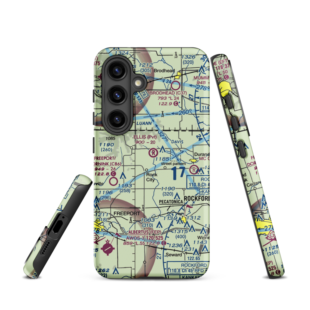 Chester Wyss Airport (LL75) VFR Sectional Samsung Phone Case Samsung Galaxy S24 model shown