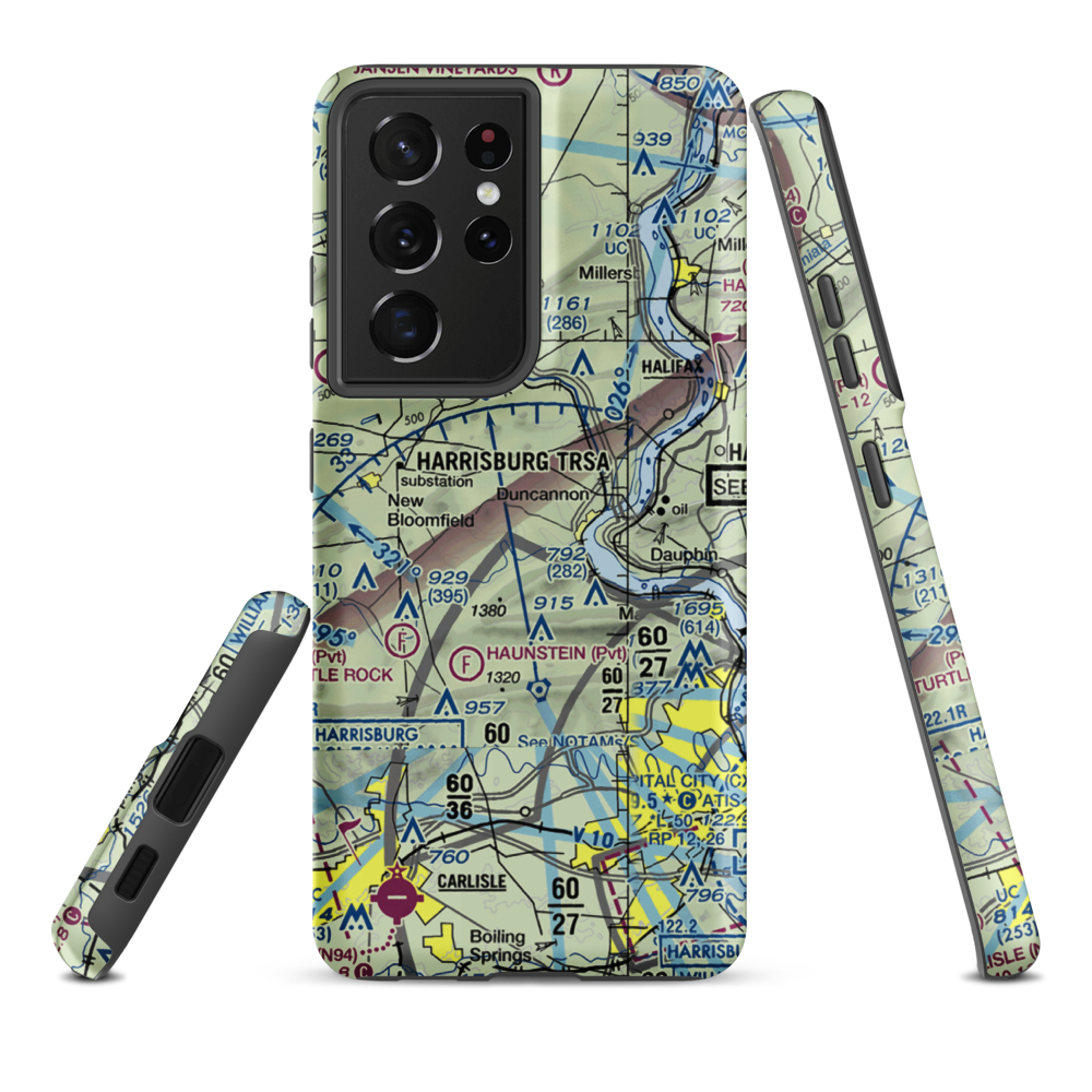 Chestnut Hill Airport (5PS5) VFR Sectional Samsung Phone Case Samsung Galaxy S21 Plus model shown