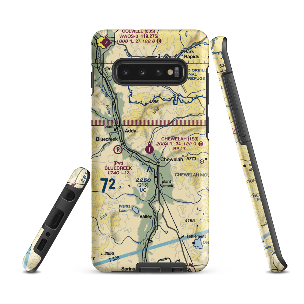 Chewelah Municipal  Airport (1S9) VFR Sectional Samsung Phone Case Samsung Galaxy S10 Plus model shown