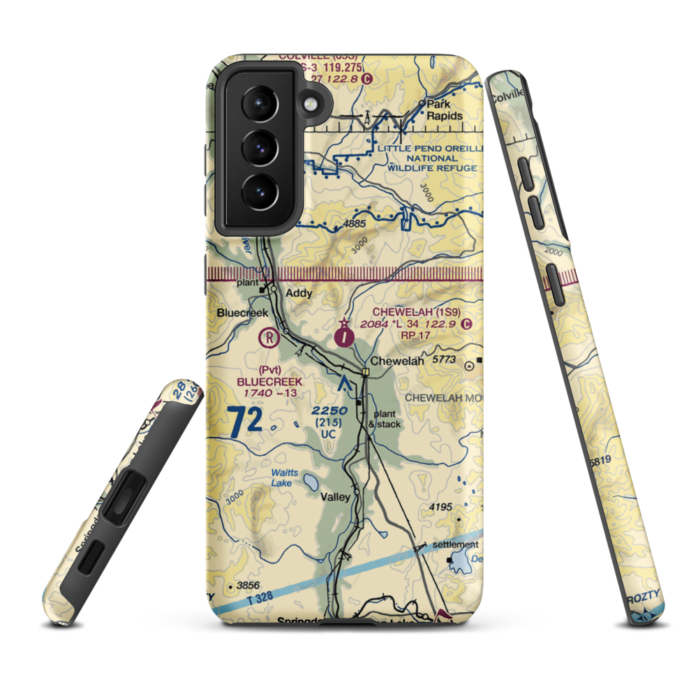 Chewelah Municipal  Airport (1S9) VFR Sectional Samsung Phone Case Samsung Galaxy S21 FE model shown