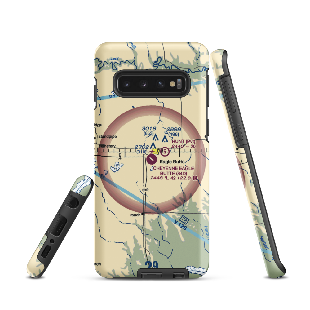 Cheyenne Eagle Butte Airport (84D) VFR Sectional Samsung Phone Case Samsung Galaxy S10 model shown