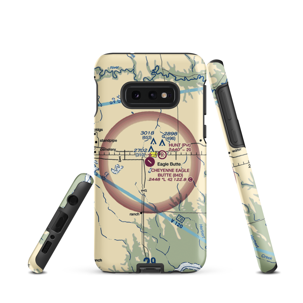 Cheyenne Eagle Butte Airport (84D) VFR Sectional Samsung Phone Case Samsung Galaxy S10e model shown