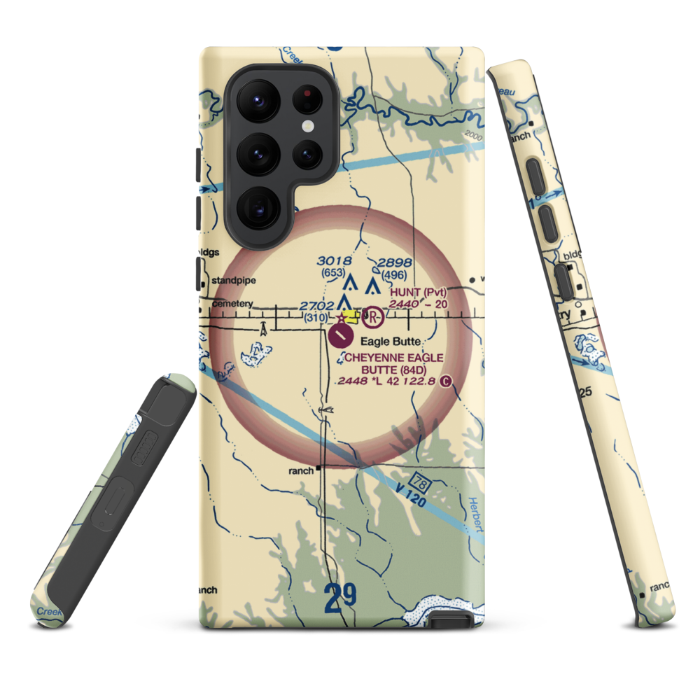 Cheyenne Eagle Butte Airport (84D) VFR Sectional Samsung Phone Case Samsung Galaxy S22 Ultra model shown