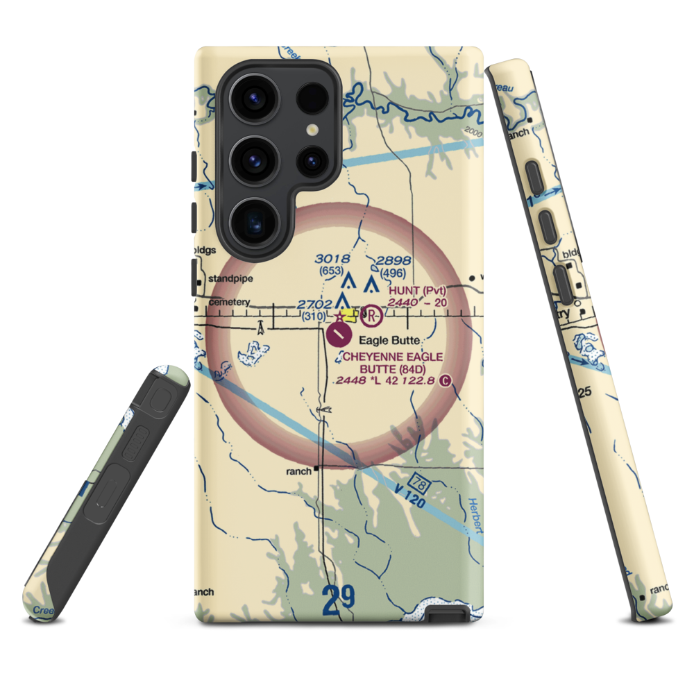 Cheyenne Eagle Butte Airport (84D) VFR Sectional Samsung Phone Case Samsung Galaxy S23 Ultra model shown