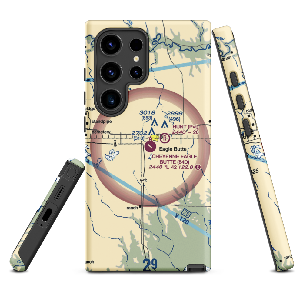 Cheyenne Eagle Butte Airport (84D) VFR Sectional Samsung Phone Case Samsung Galaxy S24 Ultra model shown