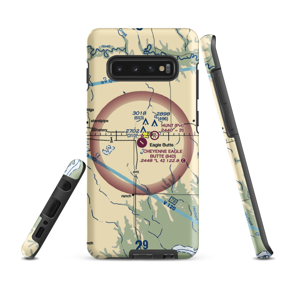 Cheyenne Eagle Butte Airport (84D) VFR Sectional Samsung Phone Case Samsung Galaxy S10 Plus model shown