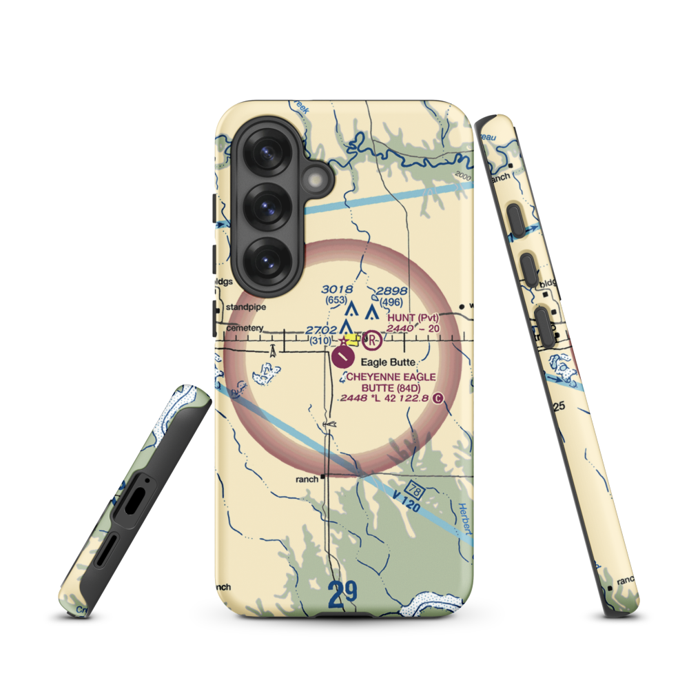 Cheyenne Eagle Butte Airport (84D) VFR Sectional Samsung Phone Case Samsung Galaxy S25 model shown