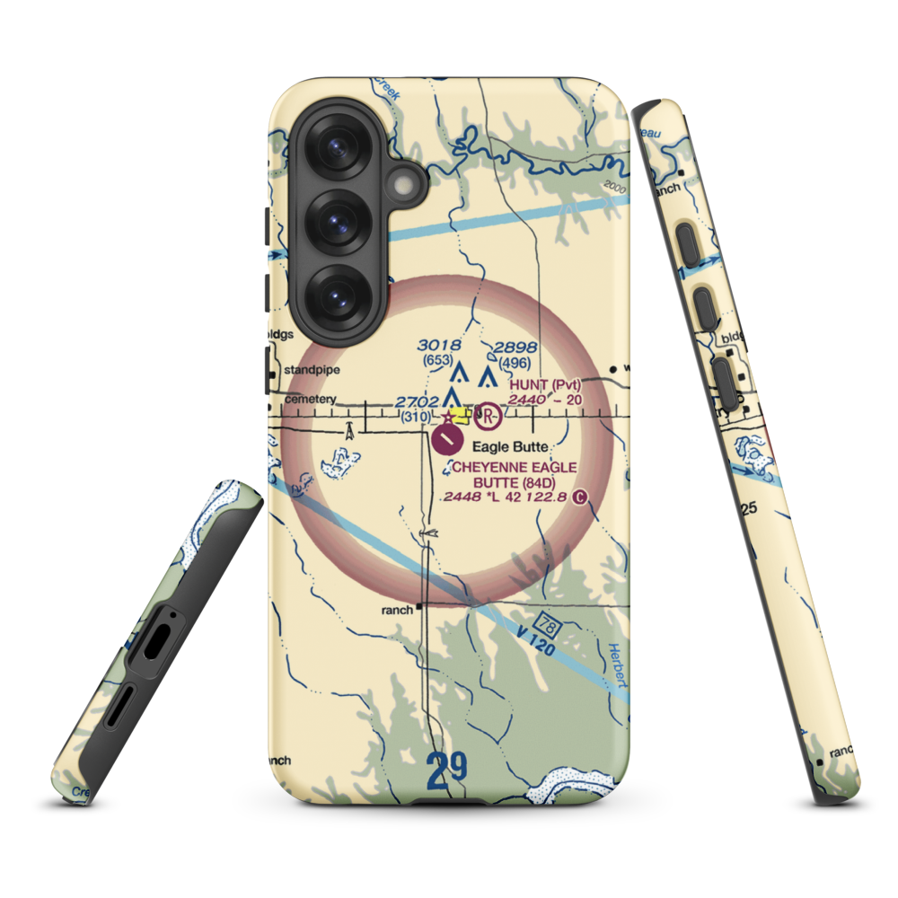 Cheyenne Eagle Butte Airport (84D) VFR Sectional Samsung Phone Case Samsung Galaxy S25 Plus model shown