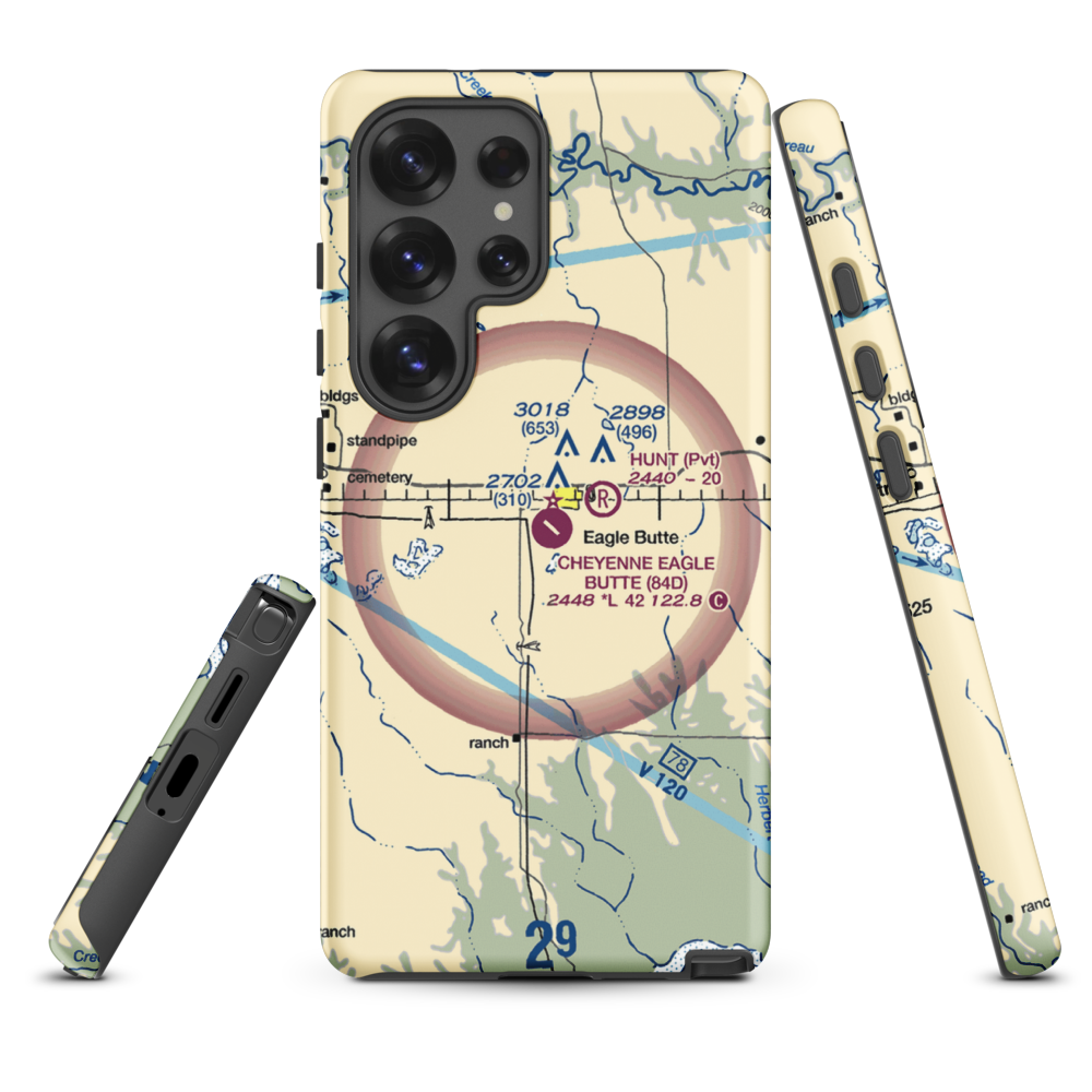 Cheyenne Eagle Butte Airport (84D) VFR Sectional Samsung Phone Case Samsung Galaxy S25 Ultra model shown