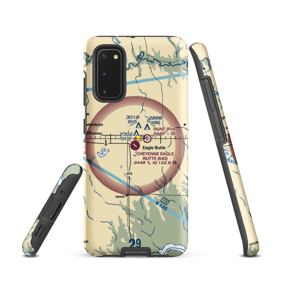 Cheyenne Eagle Butte Airport (84D) VFR Sectional Samsung Phone Case Samsung Galaxy S20 model shown