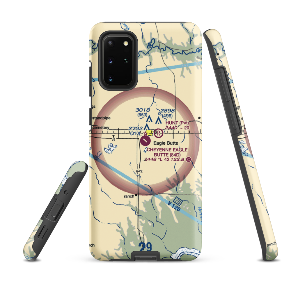 Cheyenne Eagle Butte Airport (84D) VFR Sectional Samsung Phone Case Samsung Galaxy S20 Plus model shown