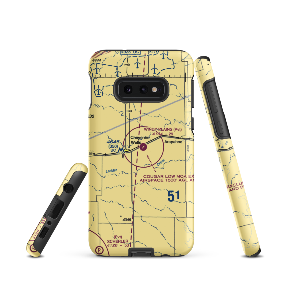 Cheyenne Wells Municipal Airport (5CO0) VFR Sectional Samsung Phone Case Samsung Galaxy S10e model shown