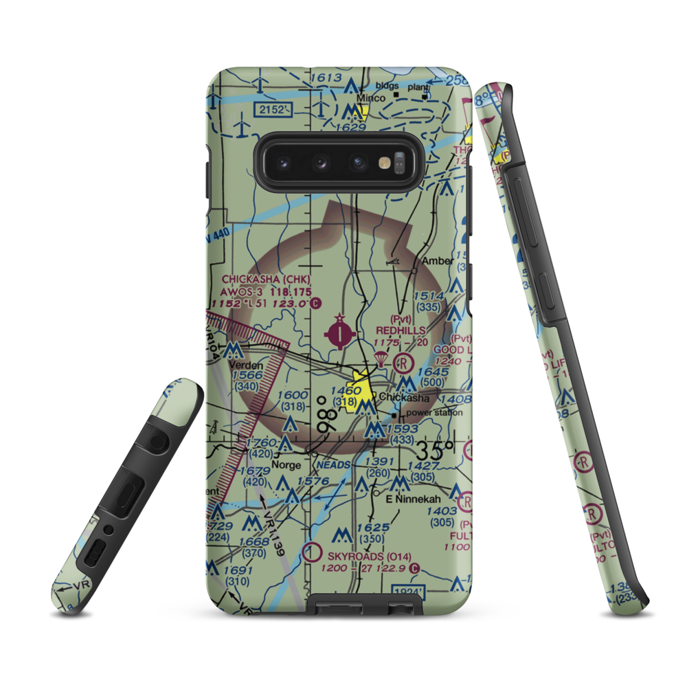 Chickasha Municipal Airport (CHK) VFR Sectional Samsung Phone Case Samsung Galaxy S10 Plus model shown