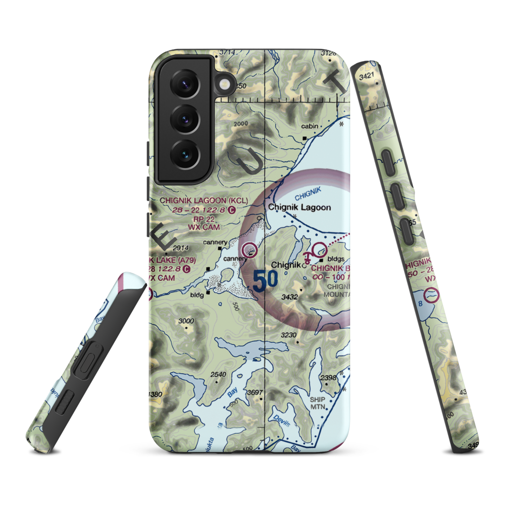 Chignik Lagoon Airport (KCL) VFR Sectional Samsung Phone Case Samsung Galaxy S22 Plus model shown