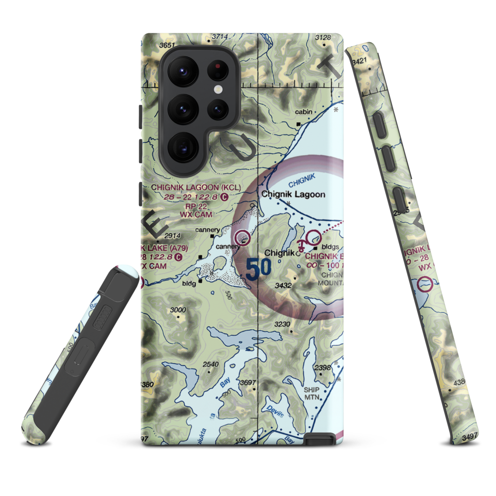 Chignik Lagoon Airport (KCL) VFR Sectional Samsung Phone Case Samsung Galaxy S22 Ultra model shown