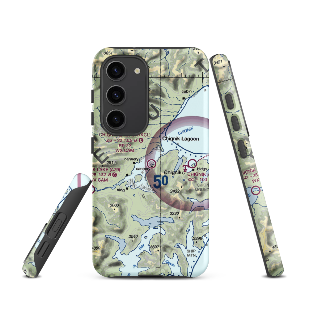 Chignik Lagoon Airport (KCL) VFR Sectional Samsung Phone Case Samsung Galaxy S23 model shown