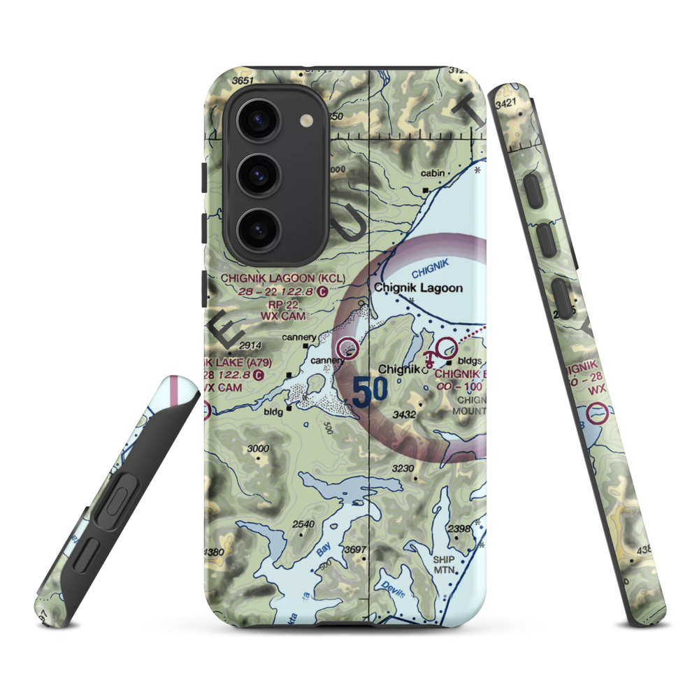 Chignik Lagoon Airport (KCL) VFR Sectional Samsung Phone Case Samsung Galaxy S23 Plus model shown