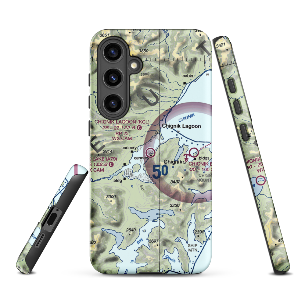 Chignik Lagoon Airport (KCL) VFR Sectional Samsung Phone Case Samsung Galaxy S24 Plus model shown