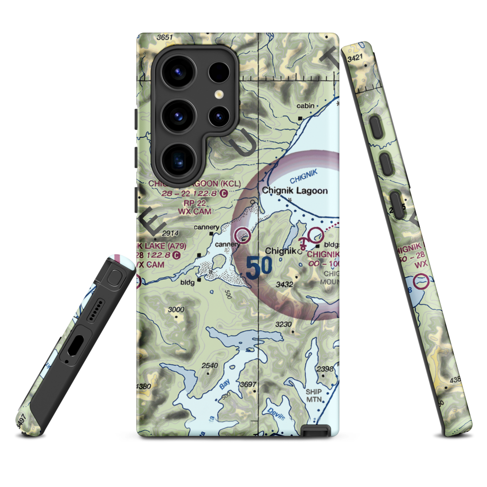 Chignik Lagoon Airport (KCL) VFR Sectional Samsung Phone Case Samsung Galaxy S24 Ultra model shown