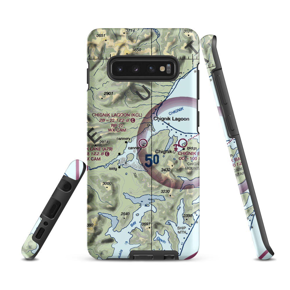 Chignik Lagoon Airport (KCL) VFR Sectional Samsung Phone Case Samsung Galaxy S10 Plus model shown