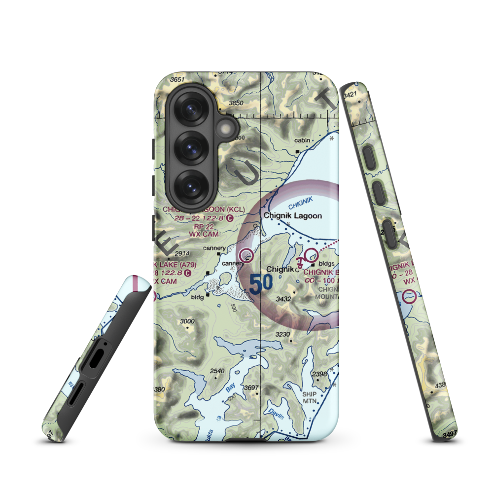 Chignik Lagoon Airport (KCL) VFR Sectional Samsung Phone Case Samsung Galaxy S25 model shown
