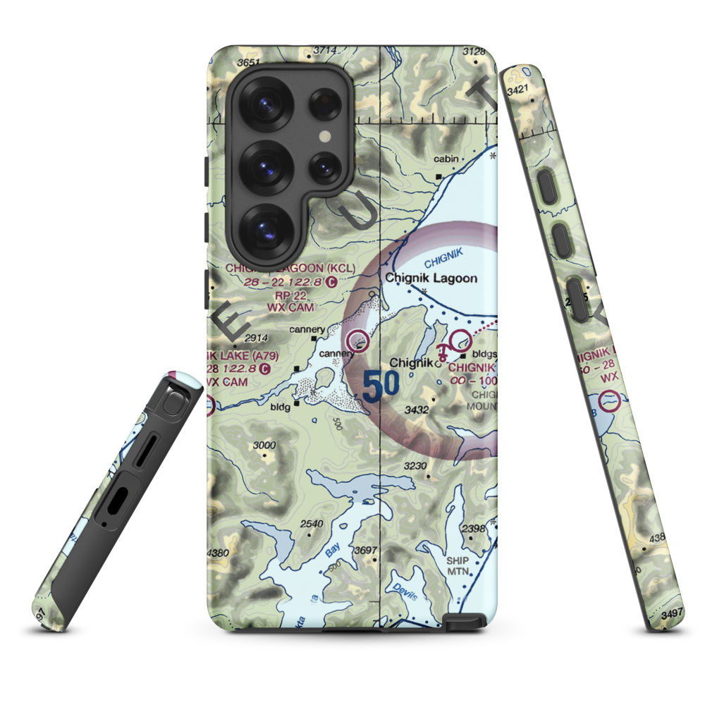 Chignik Lagoon Airport (KCL) VFR Sectional Samsung Phone Case Samsung Galaxy S25 Ultra model shown