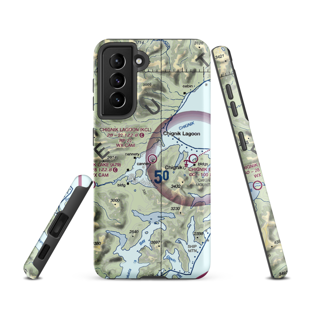Chignik Lagoon Airport (KCL) VFR Sectional Samsung Phone Case Samsung Galaxy S21 model shown