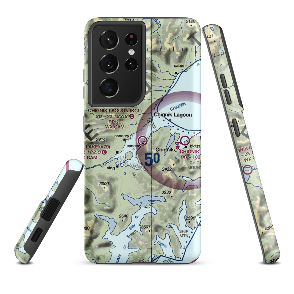 Chignik Lagoon Airport (KCL) VFR Sectional Samsung Phone Case Samsung Galaxy S21 Plus model shown