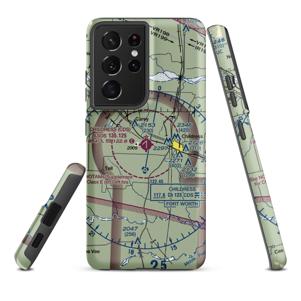 Childress Municipal Airport (CDS) VFR Sectional Samsung Phone Case Samsung Galaxy S21 Ultra model shown