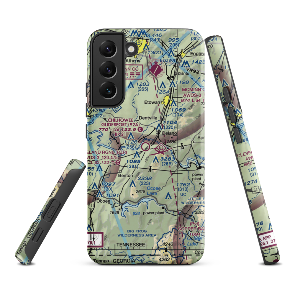 Chilhowee Gliderport (92A) VFR Sectional Samsung Phone Case Samsung Galaxy S22 Plus model shown