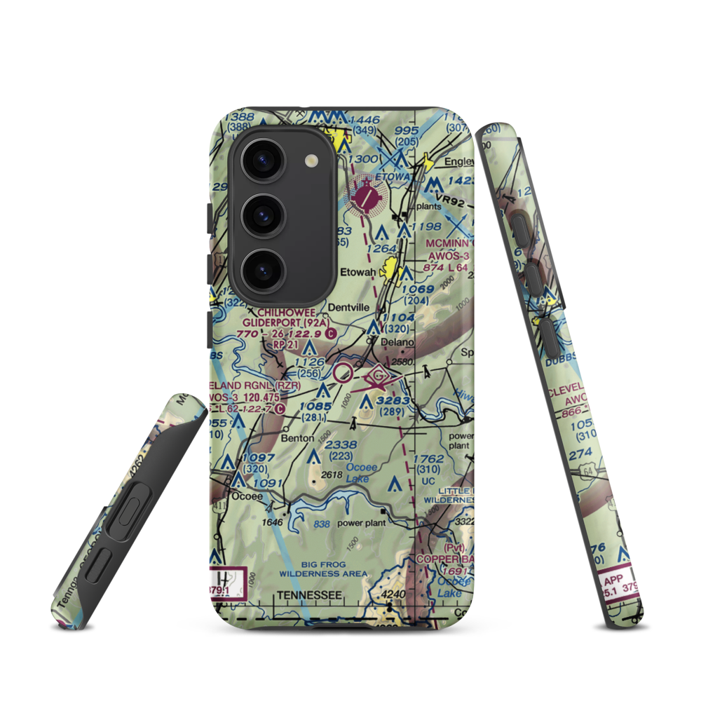 Chilhowee Gliderport (92A) VFR Sectional Samsung Phone Case Samsung Galaxy S23 model shown