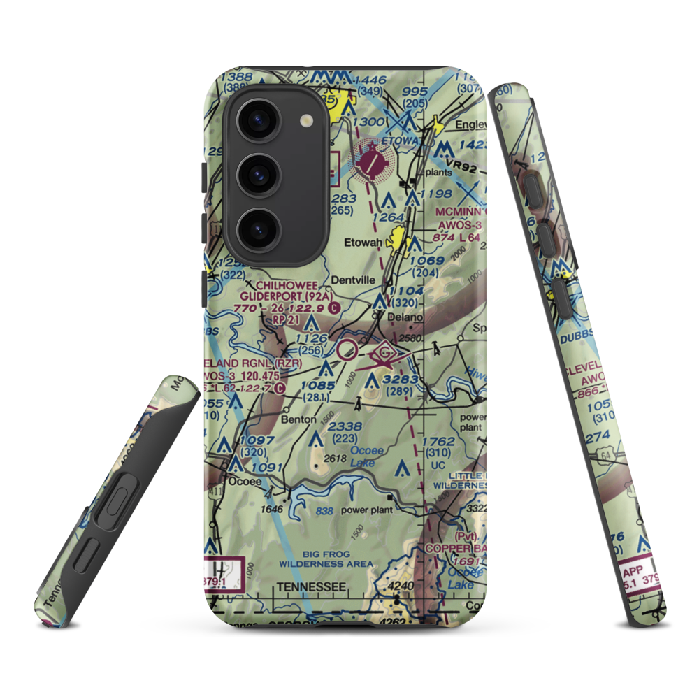 Chilhowee Gliderport (92A) VFR Sectional Samsung Phone Case Samsung Galaxy S23 Plus model shown