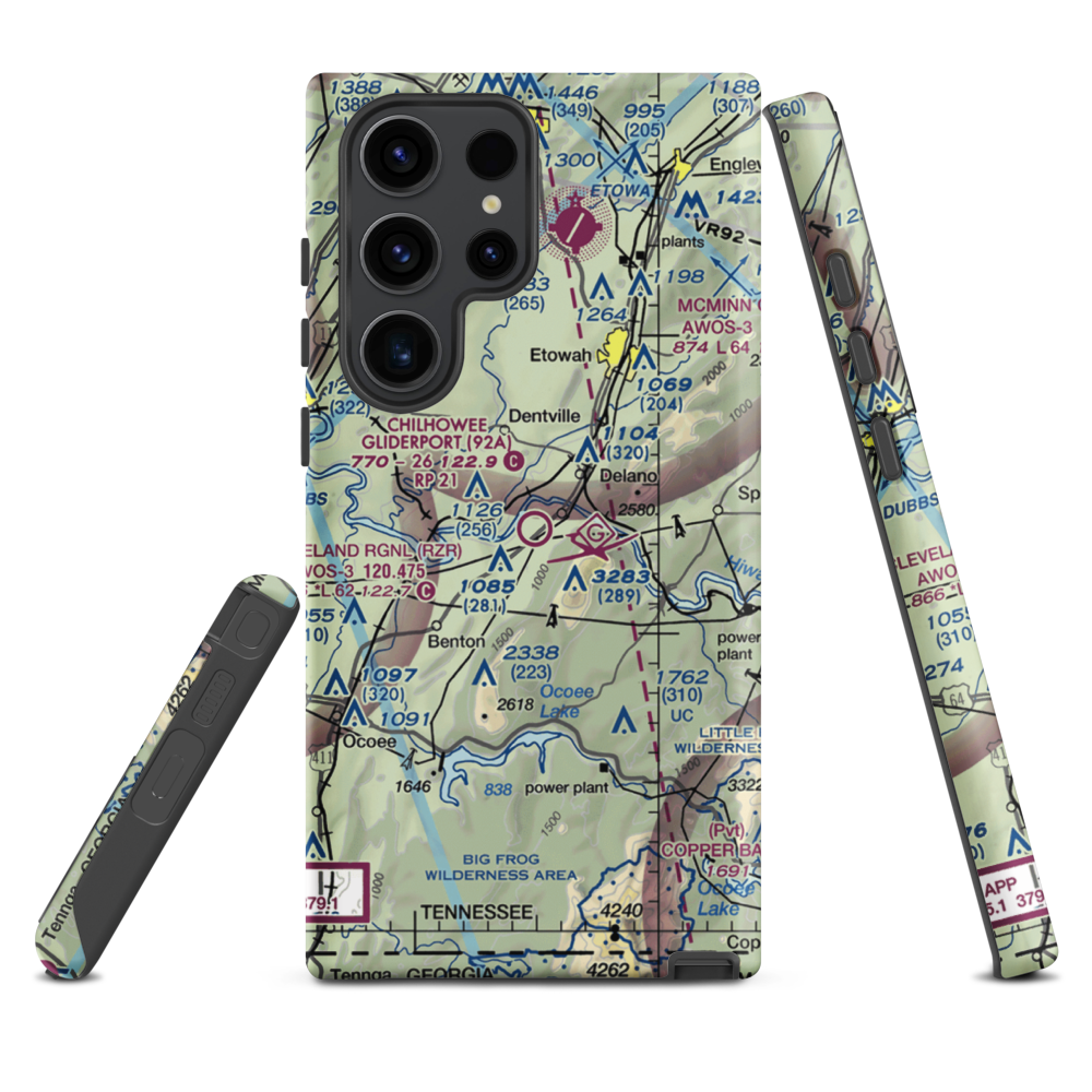 Chilhowee Gliderport (92A) VFR Sectional Samsung Phone Case Samsung Galaxy S23 Ultra model shown