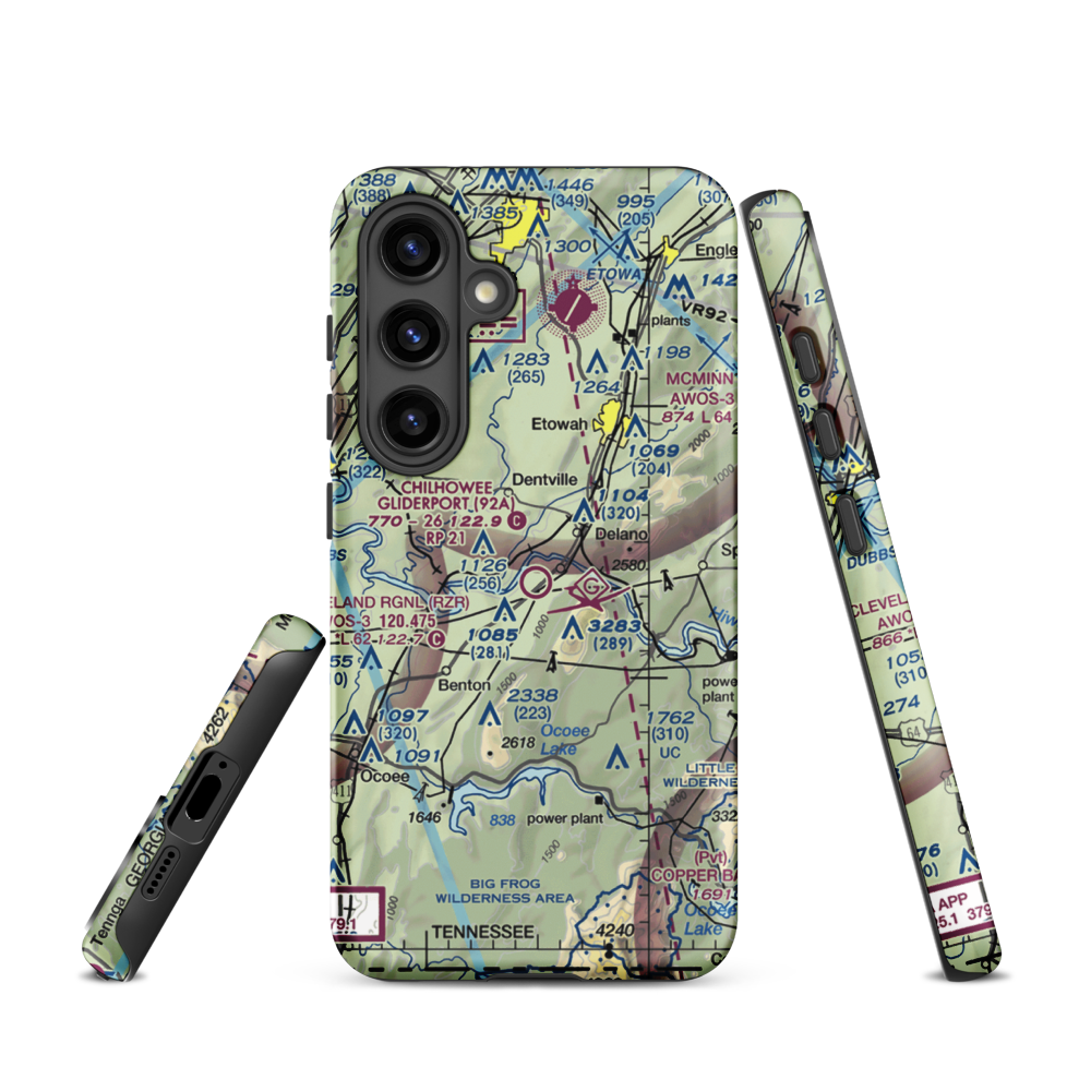Chilhowee Gliderport (92A) VFR Sectional Samsung Phone Case Samsung Galaxy S24 model shown