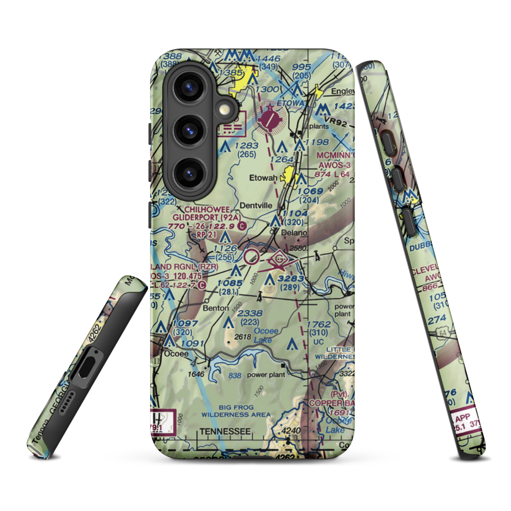 Chilhowee Gliderport (92A) VFR Sectional Samsung Phone Case Samsung Galaxy S24 Plus model shown