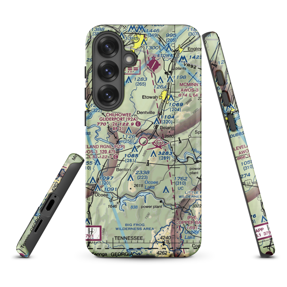 Chilhowee Gliderport (92A) VFR Sectional Samsung Phone Case Samsung Galaxy S25 Plus model shown