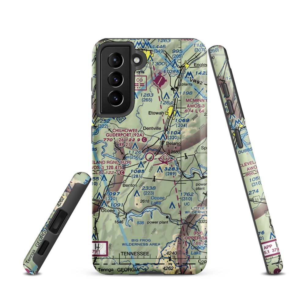 Chilhowee Gliderport (92A) VFR Sectional Samsung Phone Case Samsung Galaxy S21 model shown
