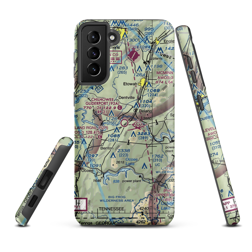 Chilhowee Gliderport (92A) VFR Sectional Samsung Phone Case Samsung Galaxy S21 FE model shown