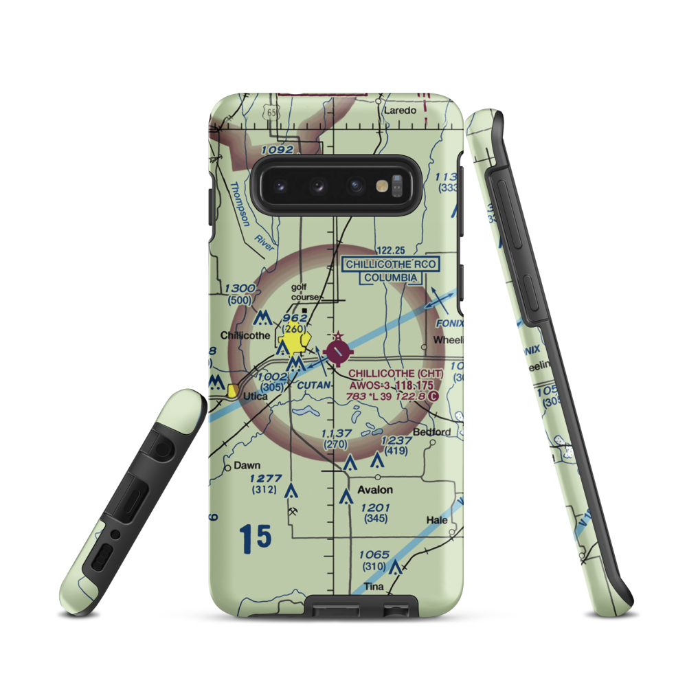 Chillicothe Municipal Airport (CHT) VFR Sectional Samsung Phone Case Samsung Galaxy S10 model shown