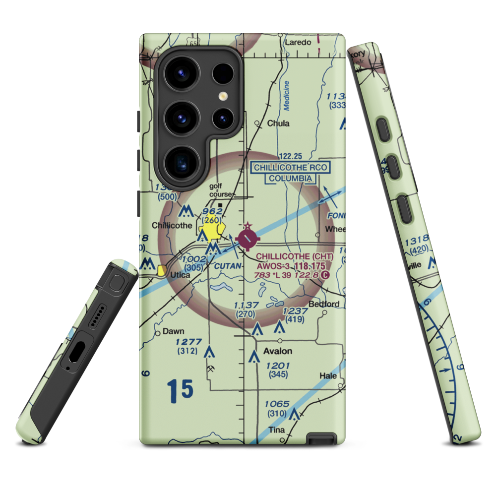 Chillicothe Municipal Airport (CHT) VFR Sectional Samsung Phone Case Samsung Galaxy S24 Ultra model shown