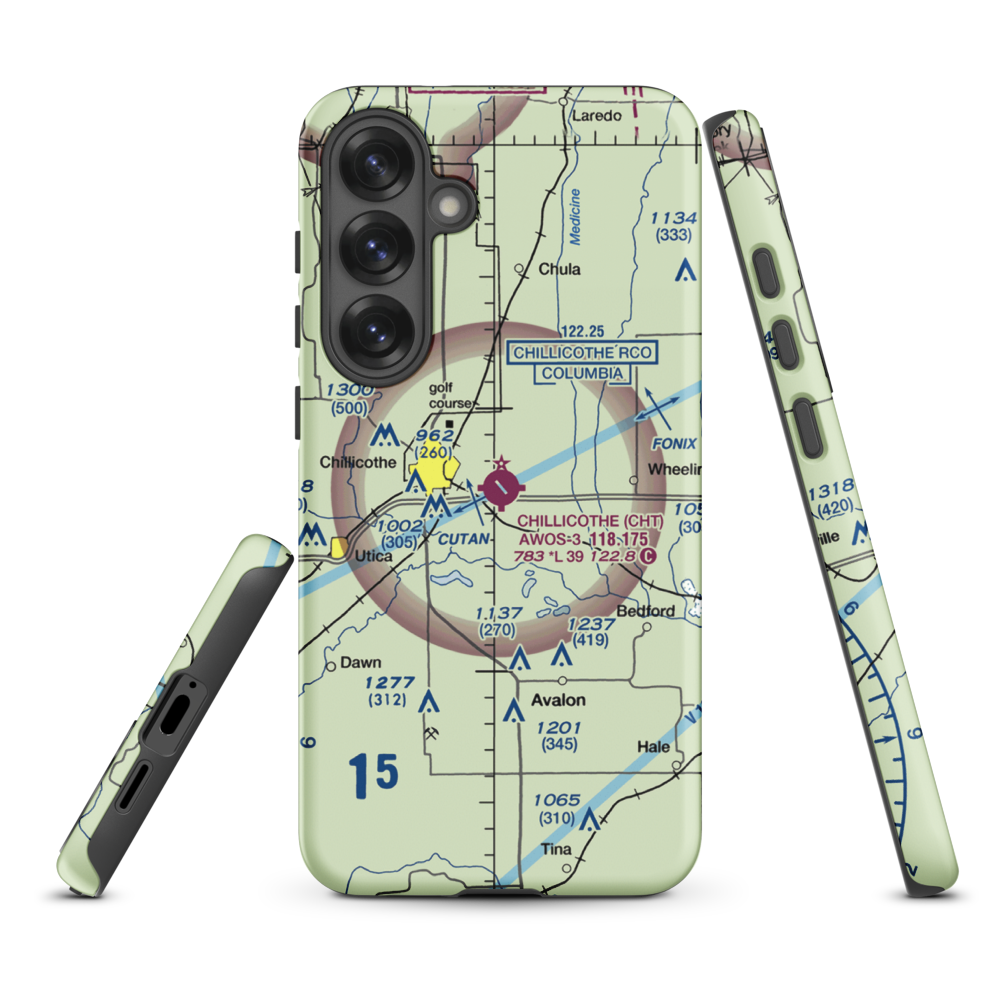 Chillicothe Municipal Airport (CHT) VFR Sectional Samsung Phone Case Samsung Galaxy S25 Plus model shown