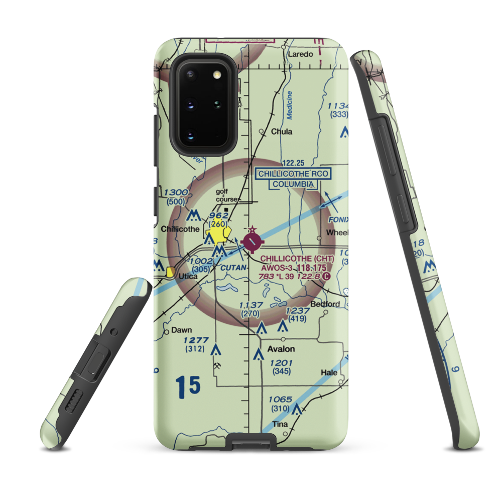 Chillicothe Municipal Airport (CHT) VFR Sectional Samsung Phone Case Samsung Galaxy S20 Plus model shown