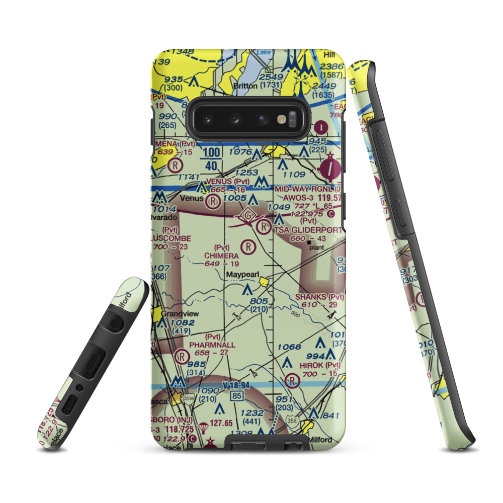 Chimera Aerodrome (9XA4) VFR Sectional Samsung Phone Case Samsung Galaxy S10e model shown