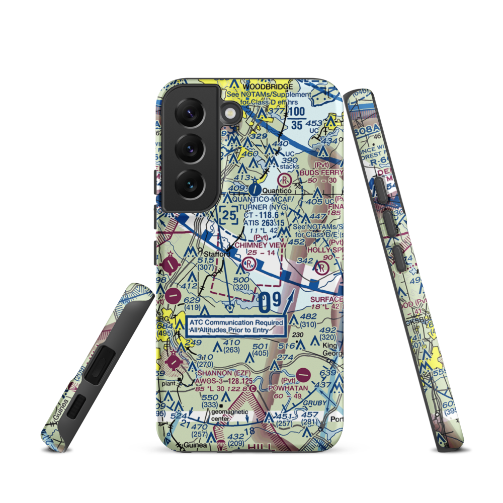 Chimney View Airport (5VA5) VFR Sectional Samsung Phone Case Samsung Galaxy S22 model shown