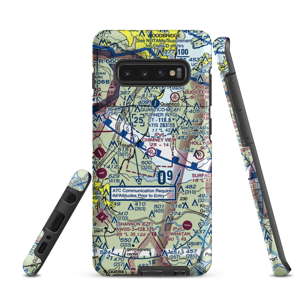 Chimney View Airport (5VA5) VFR Sectional Samsung Phone Case Samsung Galaxy S10 Plus model shown