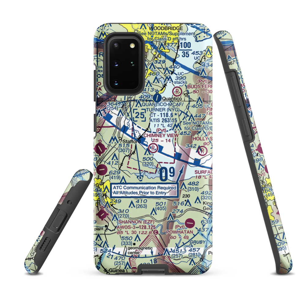 Chimney View Airport (5VA5) VFR Sectional Samsung Phone Case Samsung Galaxy S20 Plus model shown