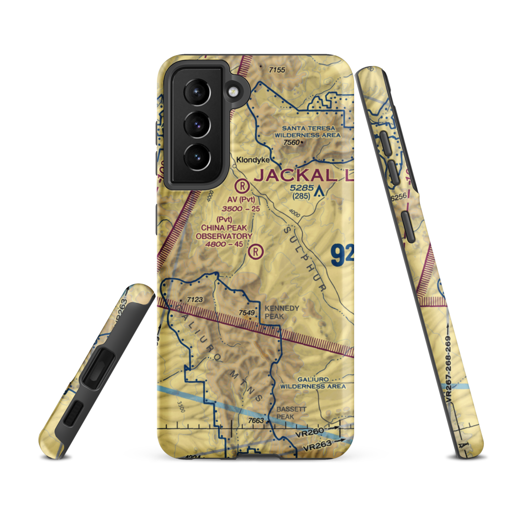 China Peak Observatory Airport (AZ45) VFR Sectional Samsung Phone Case Samsung Galaxy S21 Ultra model shown