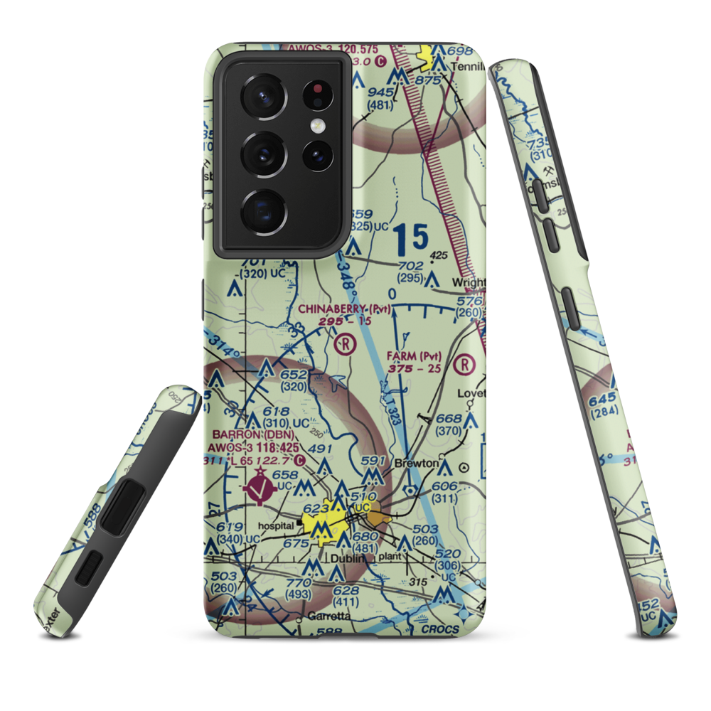 Chinaberry Ranch Airport (9GA8) VFR Sectional Samsung Phone Case Samsung Galaxy S21 Ultra model shown