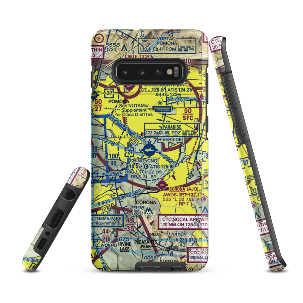 Chino Airport (CNO) VFR Sectional Samsung Phone Case Samsung Galaxy S10 Plus model shown